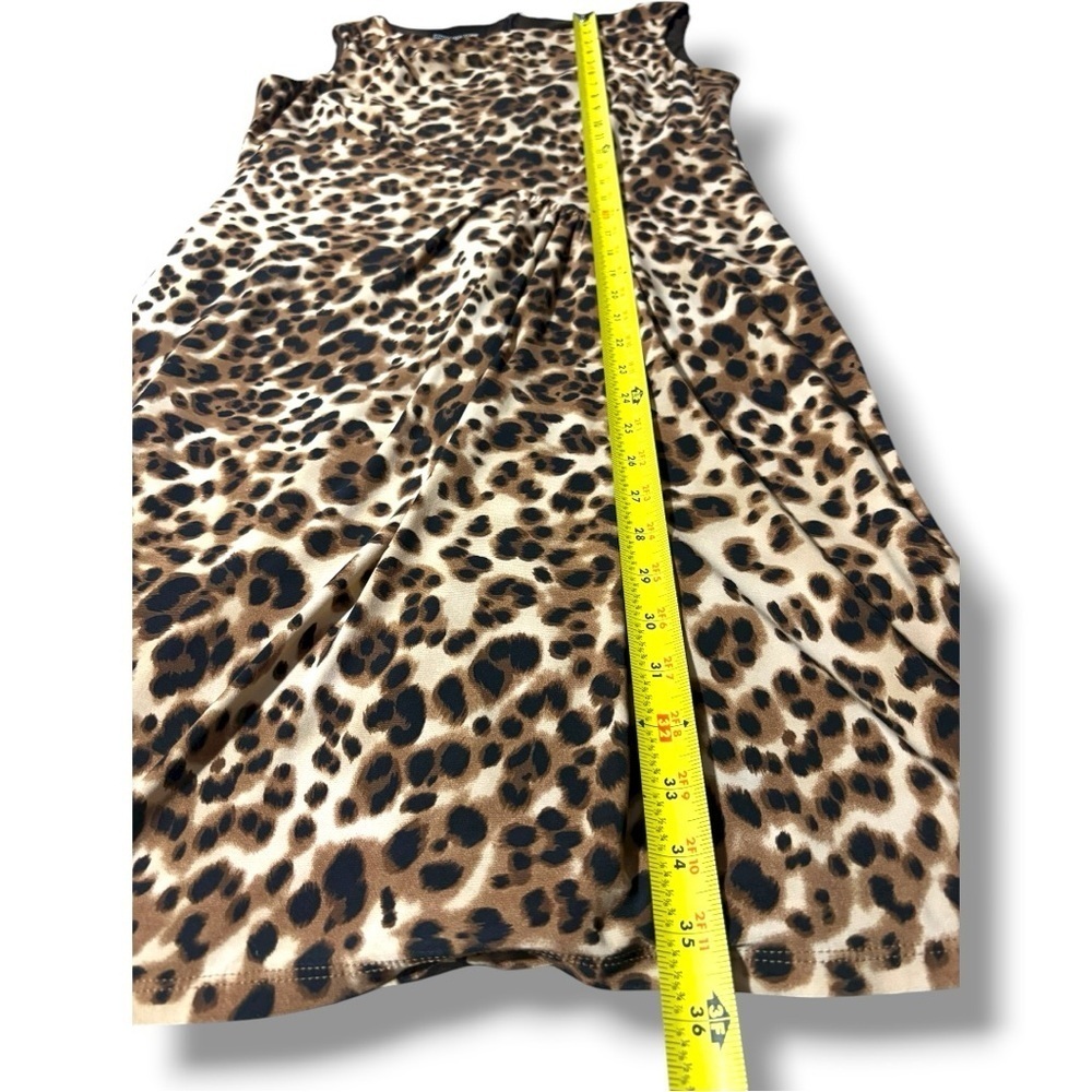 Jones New York Leopard Print Sleeveless Rouching Detail Fully Lined Mini Dress - Picture 12 of 13